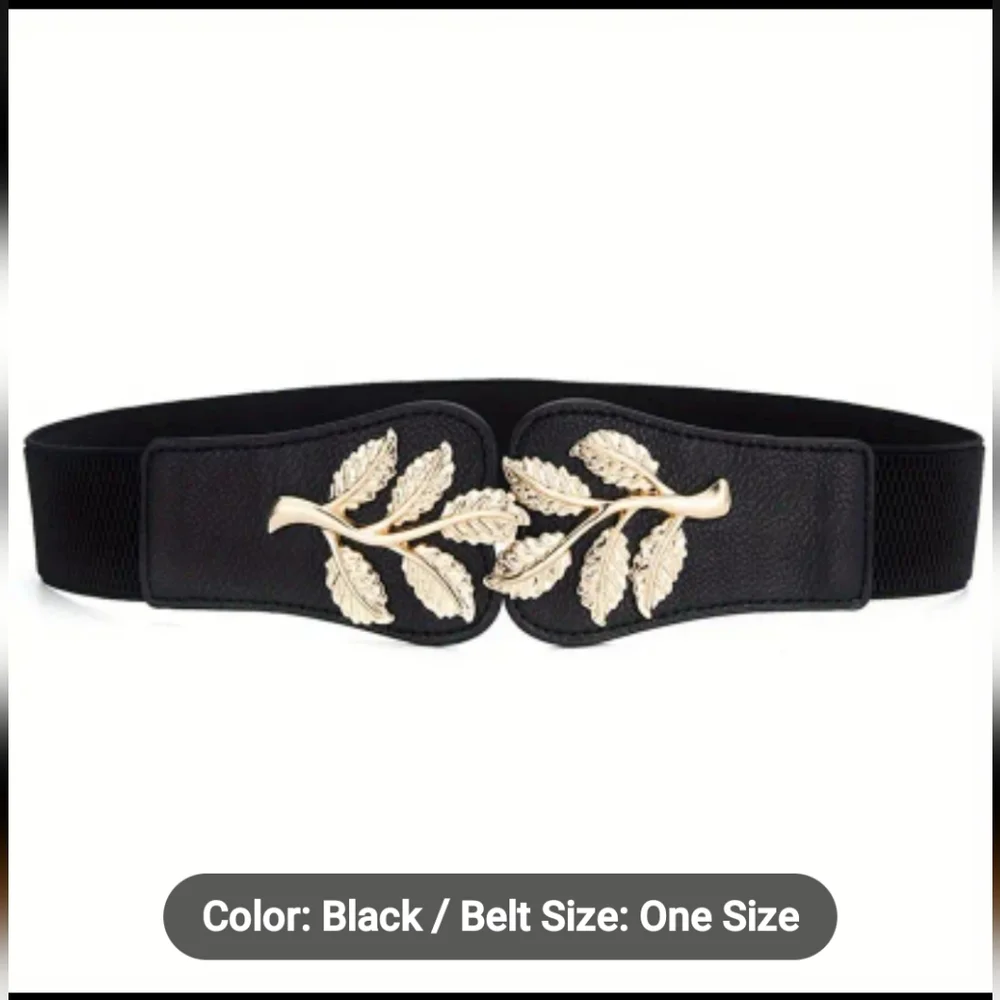 3 Golden Leaf Wide Buckle Belt/ WaistBand